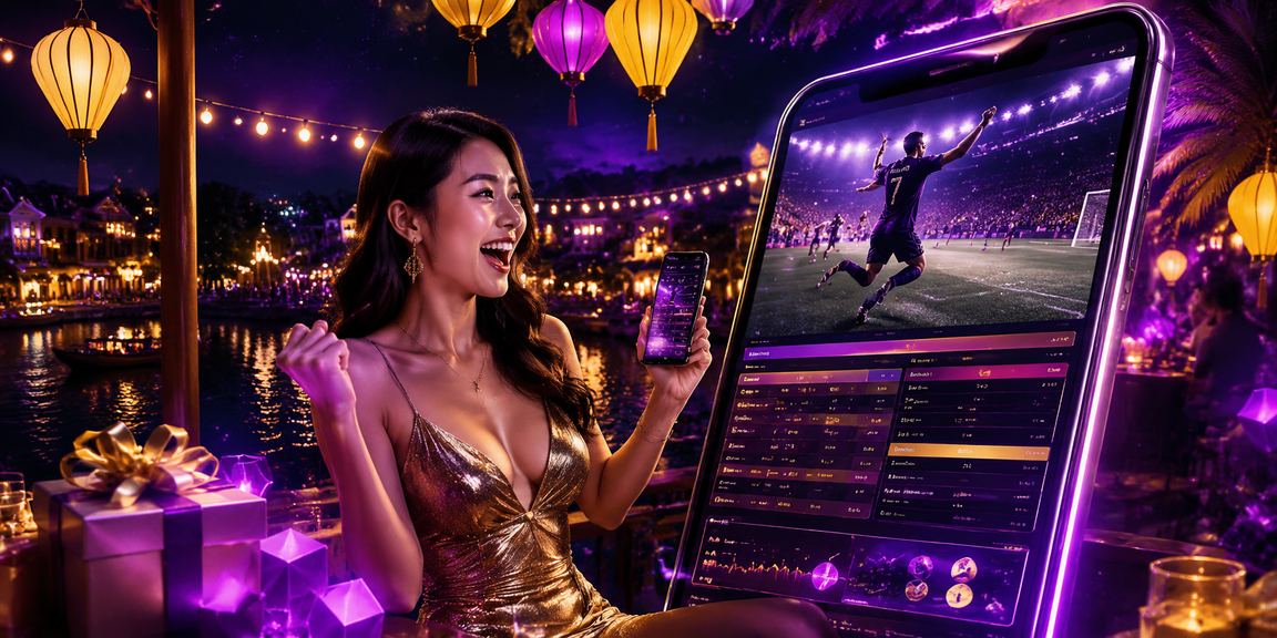 Người dùng VIP ngồi cà phê tại Hội An theo dõi trận đấu và kết quả cược trên laptop